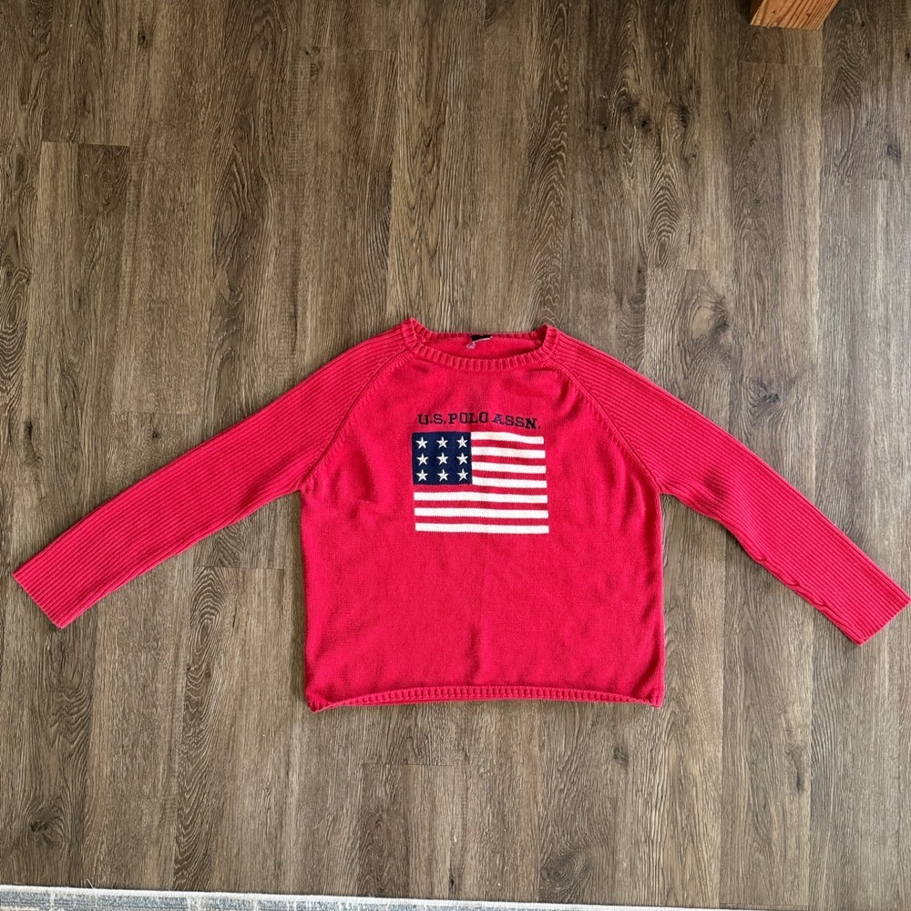 U.S. Polo Assn.‎ Red Knit Sweater with Flag